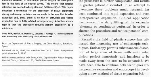 Colocaci&oacute;n de los expansores tisulares mediante endoscopia 
