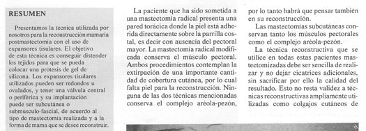 Reconstruccion mamaria postmastectomia con expansores tisulares